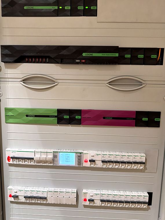 Home panel with Loxone Miniserver and Audioserver
